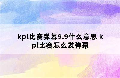 kpl比赛弹幕9.9什么意思 kpl比赛怎么发弹幕